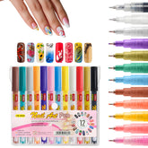 Sketchtastic 12 color nail art pens set for precision designs at home.