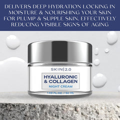 Skin 2.0 Hyaluronic & Collagen bottle pump in a nighttime routine