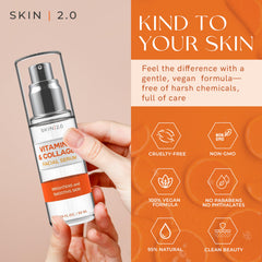 Application close-up of Skin 2.0 Serum demonstrating quick absorption and hydration.