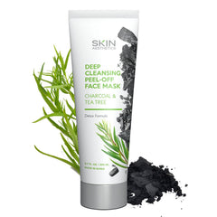 Skin Aesthetics Charcoal Tea Tree Peel-Off Mask bottle shows deep cleansing potential for clear pores.