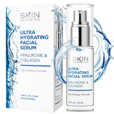 Skin Aesthetics Hyaluronic Serum bottle showing hydration focus for a dewy look