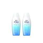 Skin Aqua UV Super Moisture Gel sunscreen bottle showing easy application and hydration