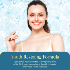 Skin Ceremony collagen focus image suggests elasticity support for firmer skin.