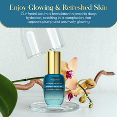 Skin Ceremony Hyaluronic acid drop close-up highlights moisture and smooth application.