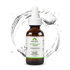 SKIN DEVA Matrixyl 3000 serum bottle closeup highlighting premium peptide formula for anti-aging