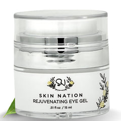 Skin Nation Rejuvenating Eye Gel with cooling green tea refreshes puffy under-eye areas.