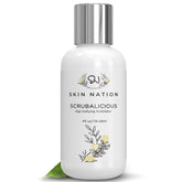 Skin Nation Scrubalicious exfoliator bottle close-up showing label for a refreshing cleanse