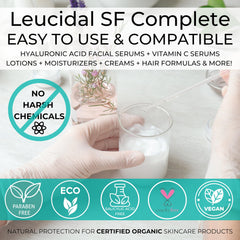 Skin Perfection Leucidal SF Complete clear liquid for water-based cosmetic blends.
