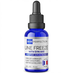 Skin Perfection Syn-Ake serum bottle showing wrinkle-smoothing potential.