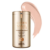 SKIN79 Golden Snail Intensive BB Cream jar shows a moisturized, smooth finish.