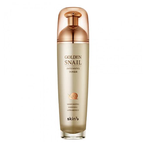 SKIN79 Golden Snail Intensive Toner bottle on shelf for daily hydration and smoother skin.