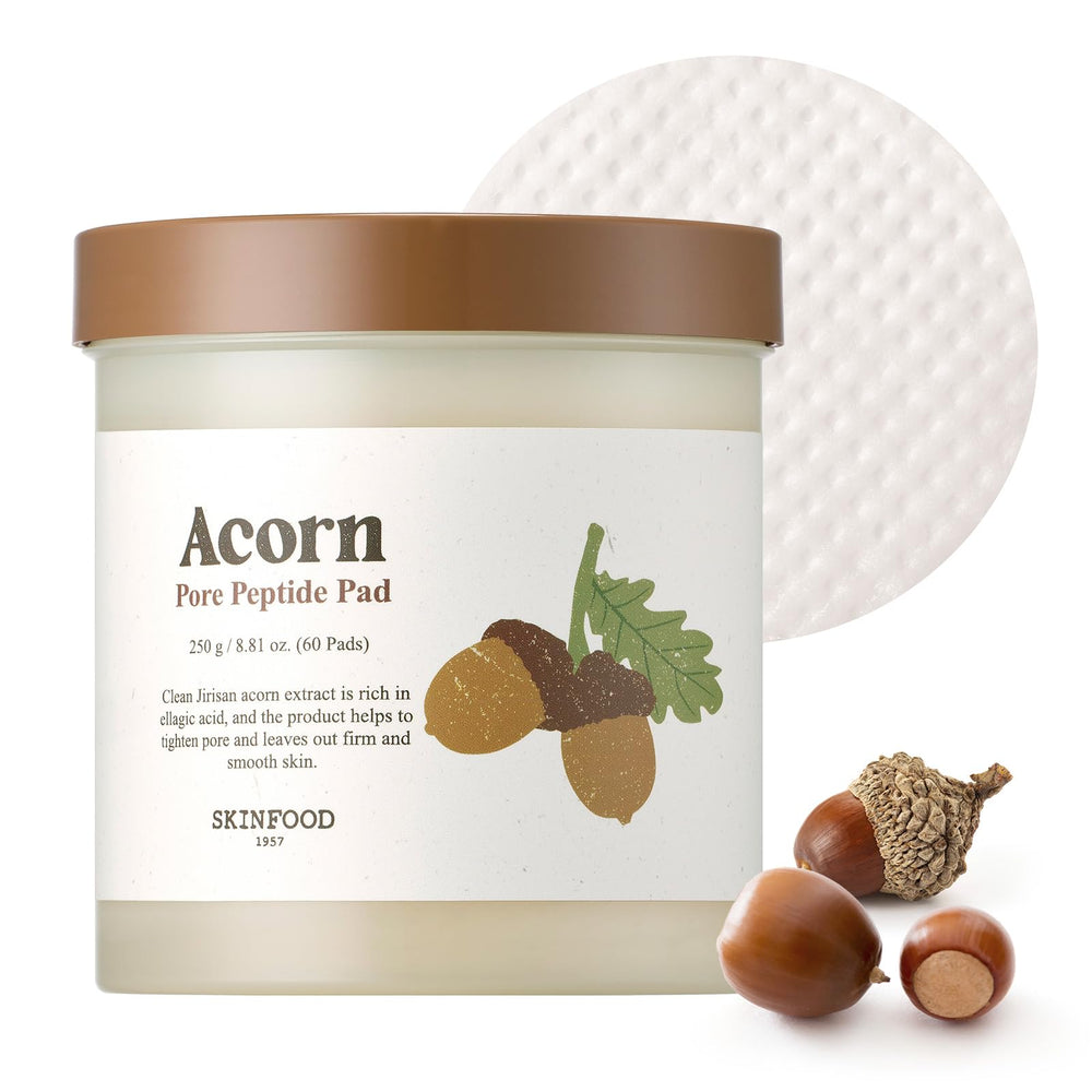 SKINFOOD 1957 Acorn Pore Peptide Pad packaging showing 60 pads for easy pore care