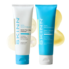 SKINN Day & Night Face Wash bottle with mint infusion for refreshing morning cleanse.