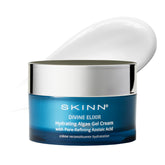 SKINN Divine Elixir Algae Gel Cream bottle pour enables easy, consistent hydration.