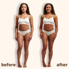 Skinny Tan Tan and Tone Oil color swatches reveal natural bronze tone.
