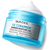 SKINTIFIC Face Moisturizer bottle close-up showing 5X ceramides supporting a resilient skin barrier.