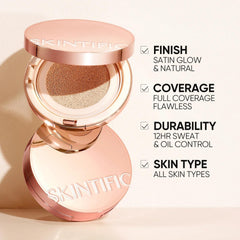 SKINTIFIC oil-sweat-proof cushion maintains look through day with minimal shine