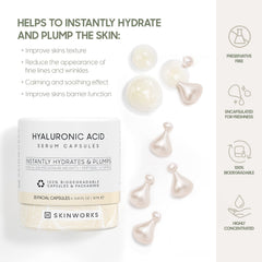 Skinworks Hyaluronic Acid Serum ingredients panel showing humectants and hydration.