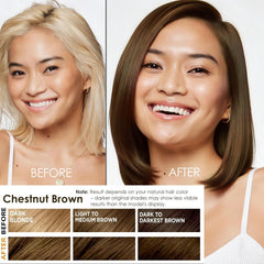 Sklight hair dye shampoo close-up showing even root-to-tip coverage.
