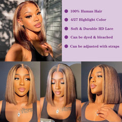 Skouty short 12-inch bob wig with pre-plucked baby hair for easy styling.