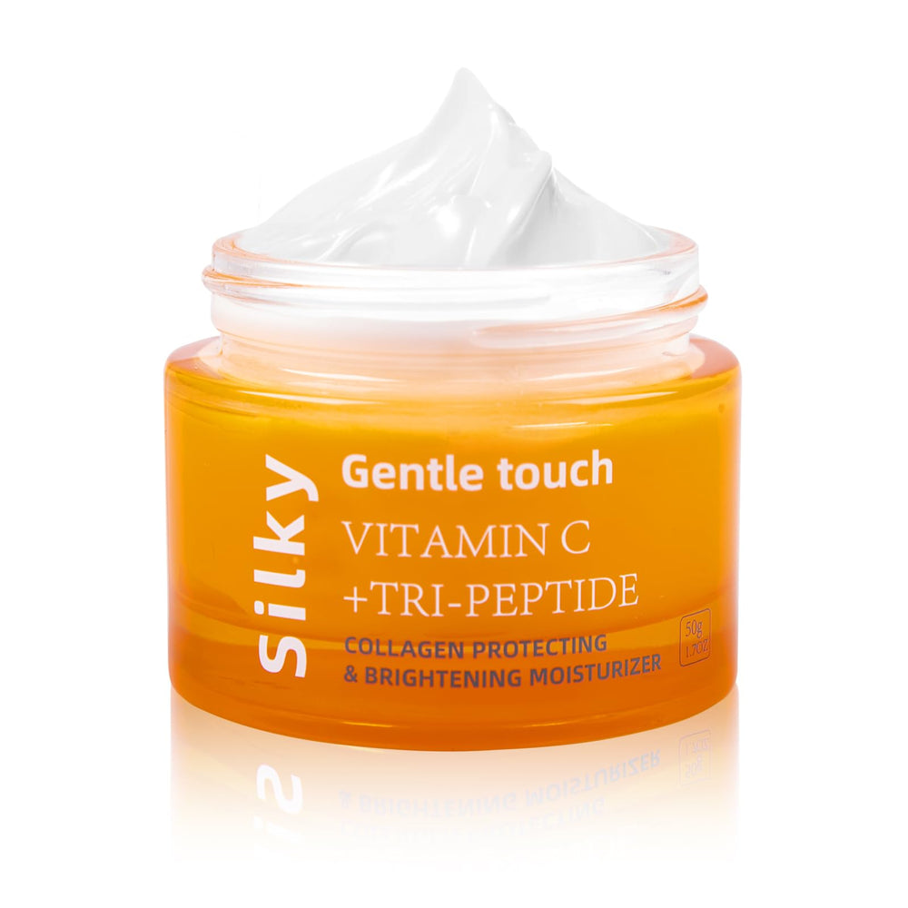 SKSOYT Vitamin C Peptide Brightening Moisturizer jar closeup highlighting glow and texture