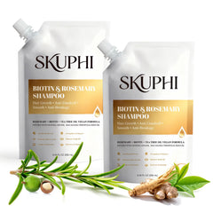 SKUPHI Rosemary Amino Acid Shampoo bottle on bathroom shelf for daily scalp care