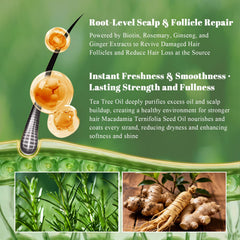 Close-up of SKUPHI shampoo label showing rosemary and amino acids for balanced cleansing