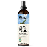 Sky Organics Tea Tree & Witch Hazel toner bottle for refreshing cleansing and balanced pores.