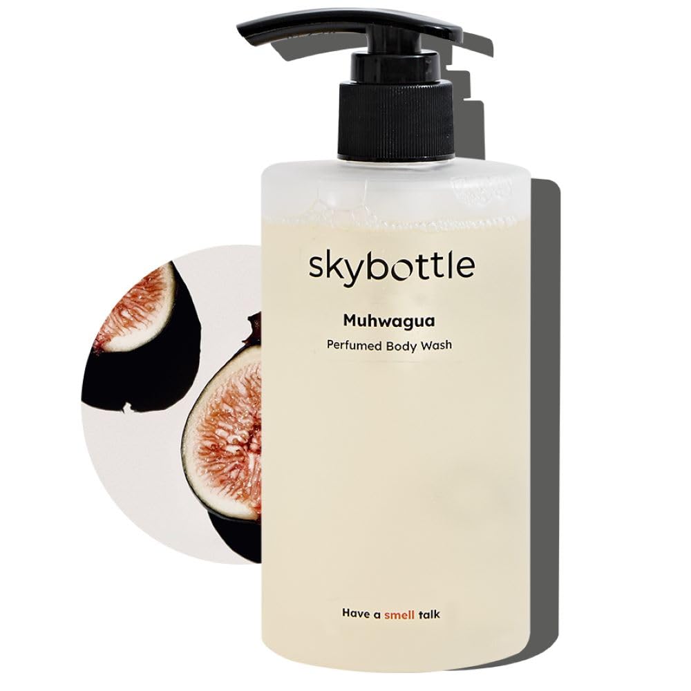 Skybottle Body Wash bottle closeup highlighting premium packaging and refreshing fragrance.