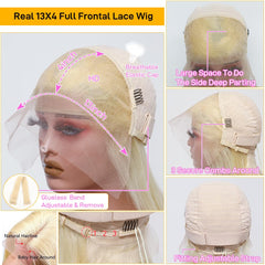 SKYDO 613 Blonde Bob Wig model shot showing soft shine and movement.