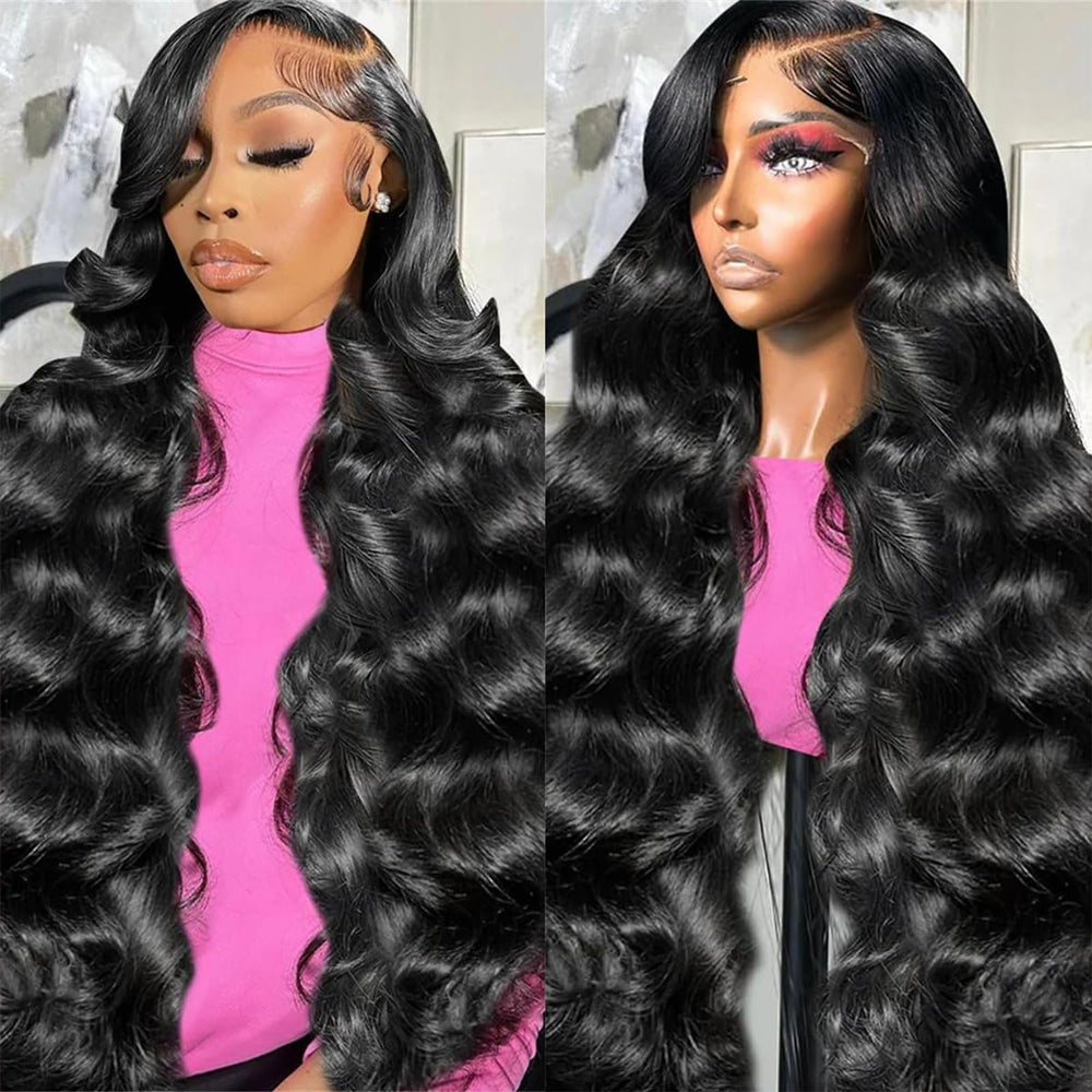 SkyGrow 13x6 body wave lace front wig front view showing natural-looking hairline