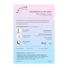 Skylar Boardwalk Delight top notes image: aquatic apple and raspberry sorbet opening.