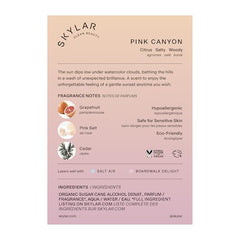 Skylar Pink Canyon packaging box highlights vegan, cruelty-free fragrance packaging.