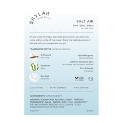 Skylar Salt Air top notes with bergamot and sea salt evoke breezy hours