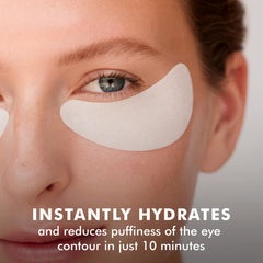 skyn ICELAND Hydro Cool Under Eye Patches application on eye showing easy use.