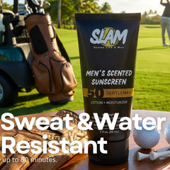 SLAM Lotion anti-aging moisturizer absorbs quickly for a matte finish