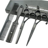 Smithking 6-inch hair cutting scissors set with matte black finish and combs for quick styling