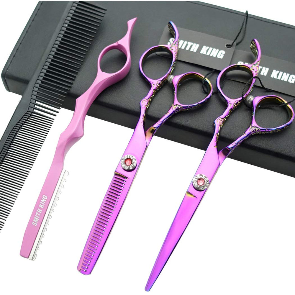 Smithking professional hair-cutting-scissors with rose-handle deliver precise cuts and comfortable grip.