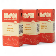 Smoosh Amber Santal bar 6-pack on display for easy gifting.