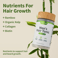 Snap Supplements Hair Growth Supplement label shows high-quality ingredients.