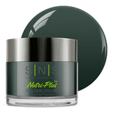 SNS Holidazzle Fir Tree bottle shows rich green dip powder for vibrant holiday nails