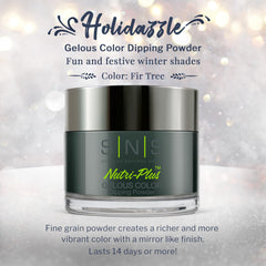 SNS Holidazzle Fir Tree powder close-up highlights fine grain for smooth color