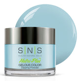 SNS Nail Dip Powder Cashmere Cardigan in a baby blue jar for rich color.