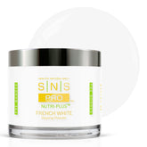 SNS Nail Dip Powder French White closeup shows rich pigment for salon-style finish.