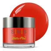 SNS Nail Dip Powder Kitty Hawk glitter bottle close-up, showcasing red-orange glitter with long-lasting color.