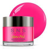 SNS Nail Dip Powder Shes Superfly pink glow bottle promises vivid color, long wear, no UV lamp needed.