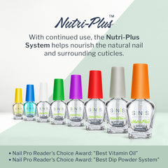 SNS Sealer Dry packaging emphasizes its 10-free formula for healthier-looking nails.