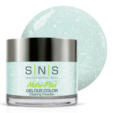 SNS String Bikini dip powder bottle shows a vibrant blue aqua shimmer.