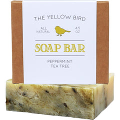 The Yellow Bird Peppermint Tea Tree Soap Bar - front view, gentle cleansing for sensitive skin.