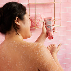 Soap & Glory Original Pink Scrub Of Your Life label closeup highlights vegan formula.